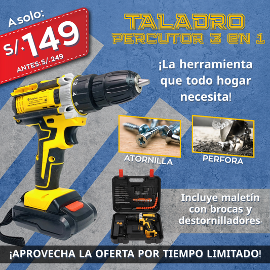 Taladro Percutor 3 en 1 AlibaPeru