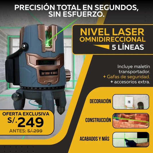 Nivel Laser Omnidirecional 5 Lineas Profesional AlibaPeru